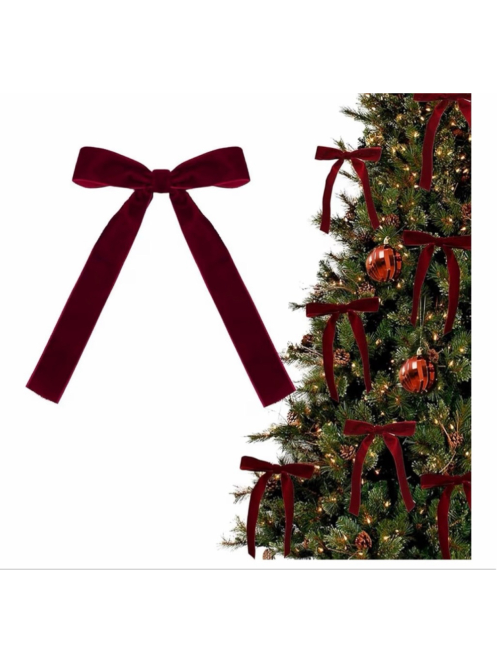 Velvet Chocolate Brown Holiday Bow - Decorative Tree Ribbon